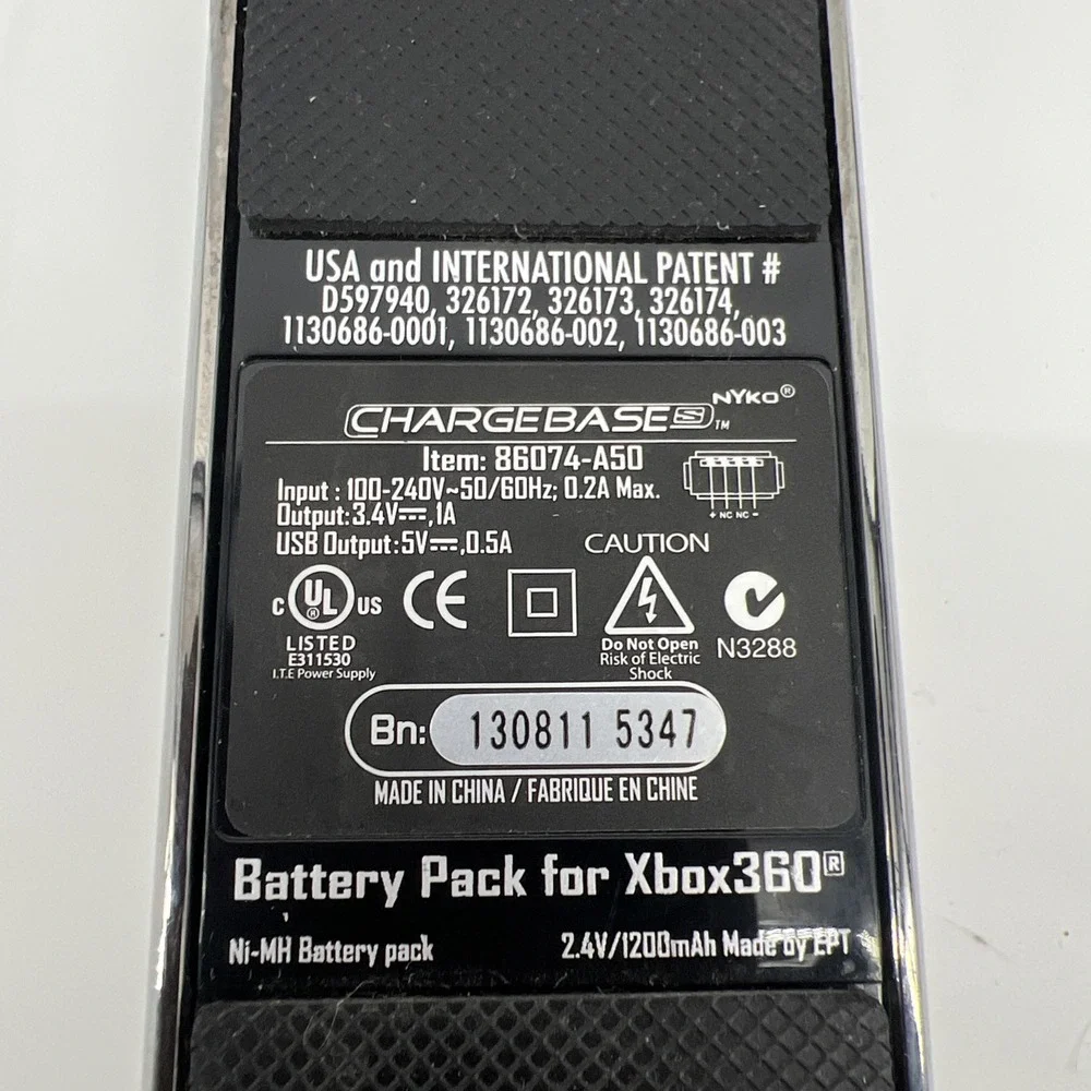 Nyko Charge Base For Microsoft Xbox 360 Console 86074-A50 No Batteries